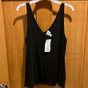 NWT Evereve Peyton Jensen XS Black Women's v neck Tank Top 24” long
